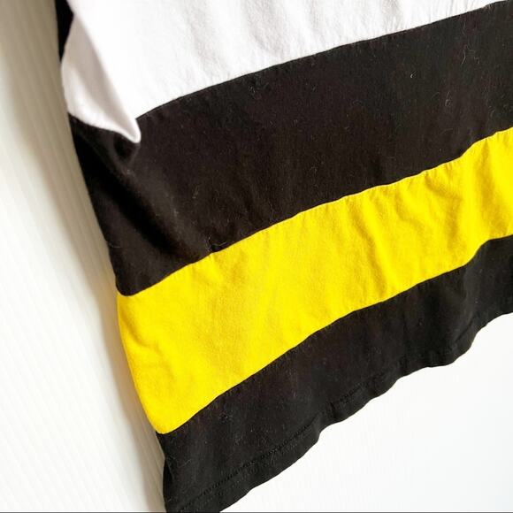 Retro Guess Color Block Yellow Black Logo Tee Shirt Large - Picture 5 of 11
